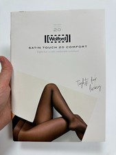 Wolford Satin Touch 20 Den Sand Nude Sheer Tights Pantyhose Logo Waistband M