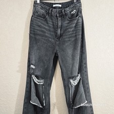 Jeans PacSun anni 90 boyfriend donna 26x33 effetto invecchiato nero Y2K denim