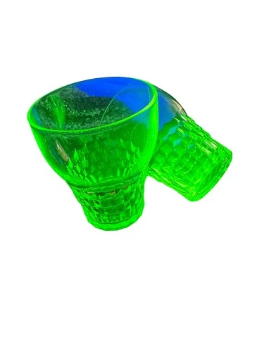Vintage Anchor Hocking Windsor Light Green Tumblers Set Of Two Uranium Uv Glow