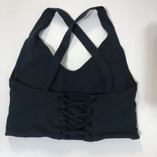 Athletic Tank Top Womens Size M Black Strappy Back Bra Tank Cropped Yoga Gym