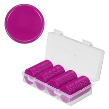 100Pcs Poker Chips 31mm Blank Mini Bingo Chips with Box, Rose Red