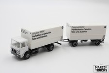 Herpa MAN F8 flatbed/curtain side trailer truck 2a/2a “Original BMW Parts” 1:87