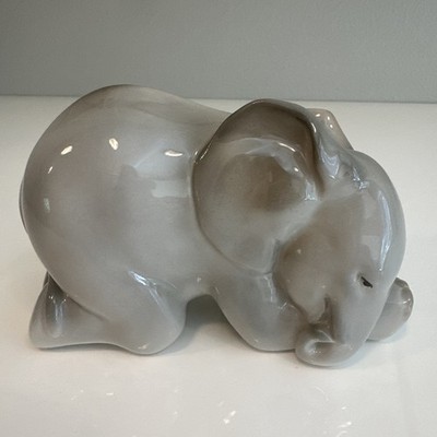 Vintage USSR Kneeling Sleeping ELEPHANT Figurine LOMONOSOV Imperial Porcelain