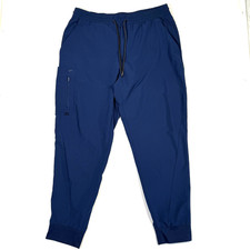 Barco One Women's Unisex Med 36x 30 Blue Mid Rise Drawstring Jogger Scrub Pants