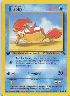Krabby 1st Edition Common Fossil 51/62 HP