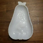 Blossom Pear Vintage White Opaque Milk Glass 8" Candy Dish Snack Bowl Trinket