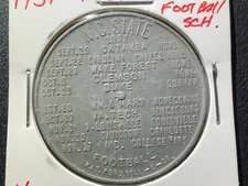 1951 N.C.STATE FOOTBALL SCHEDULE/N.C.EQUIP. CO.- GOOD LUCK - COIN/ TOKEN - #J725