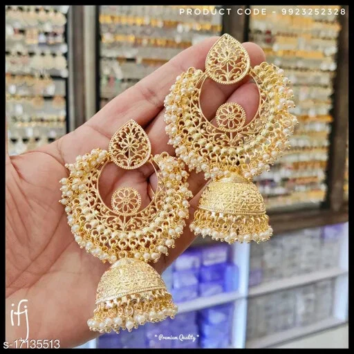 Women Jhumka Earrings Fashion Gold Tone Ladies Ear Jewelry New | eBay