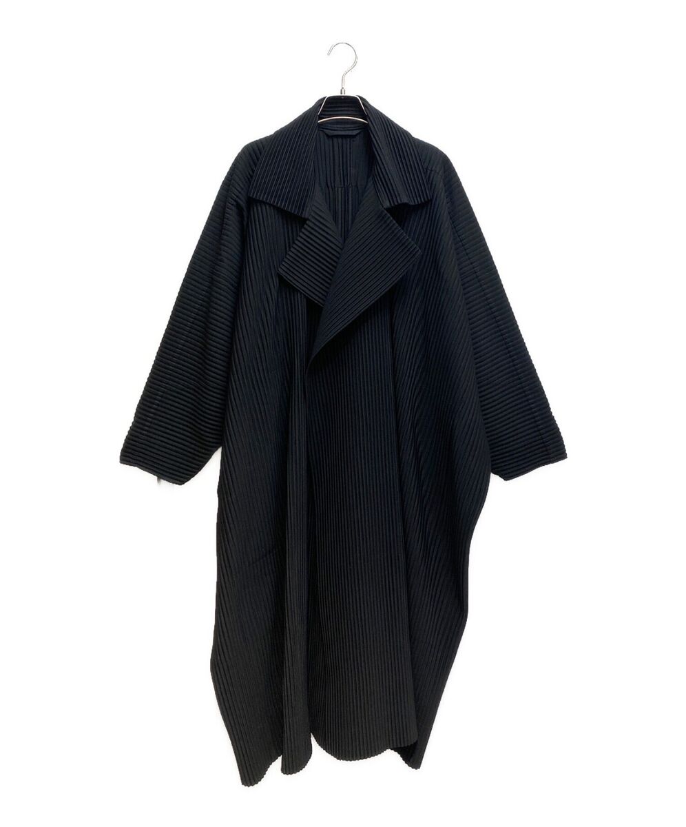 ISSEY MIYAKE Men's HOMME PLISSE Pleats long coat Black ISSEY MIYAKE Men's HOMME PLISSE Pleats long coat Black