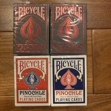 Image of Lot Of NIP Bicycle Playing Cards Foil Back Crimson red Metalluxe Pinochle Sealed