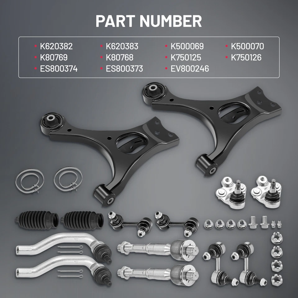 For 2006-2011 Honda Civic 14pc Lower Control Arms w/Ball Joint Sway Bar Tie Rod - Image 4 of 4