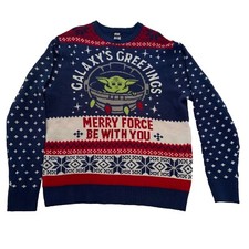 Star Wars Mandalorian Ugly Christmas Sweater Baby Grogu Size XL Galaxy Greetings