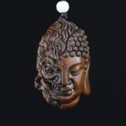 Vintage Japanese Netsuke Old Boxwood Carved Buddha Statue Ornament "一念之间"