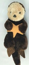 Aurora Destination Nation Sea River Brown Otter Stuffed Animal Plush Starfish