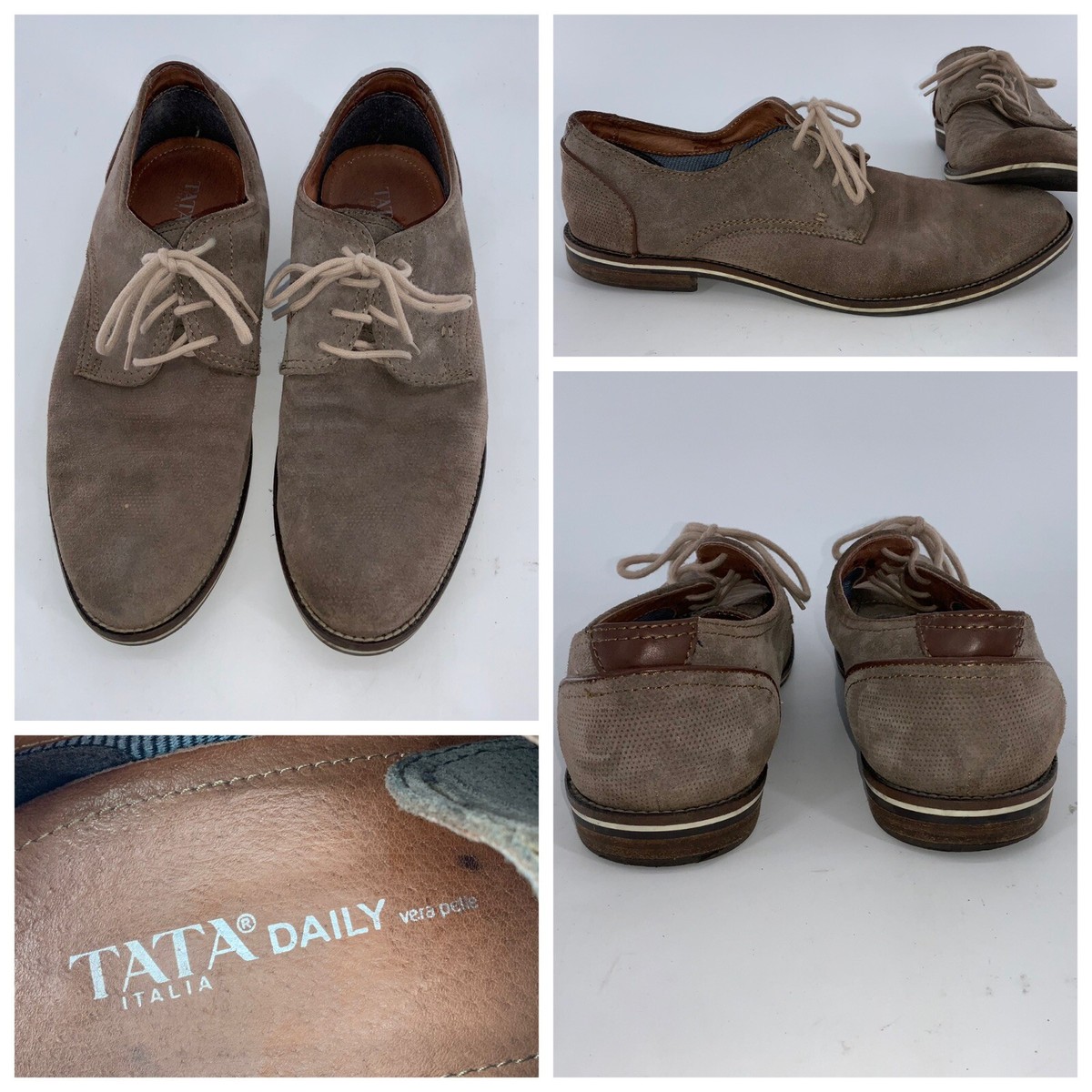 Peter Millar Beige Suede Oxfords with Navy Laces Peter Millar Large Size Journeyman Sneaker | Westport Big & Tall main image 3