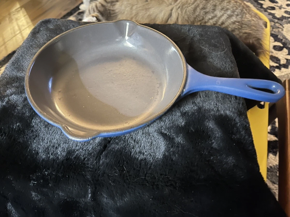 Vintage Le Creuset Cast Iron Skillet Frying Pan 20 Blue Made in France