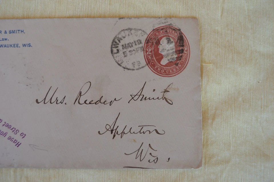 Antique 1888 US Postage Paid Env 2c Geo Washington #U278 Milwaukee to Appleton - Image 4 of 4