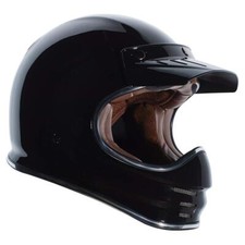Full Face T3 MX Classic Retro Vintage Cafe Motorcycle Bike Helmet Gloss Black L