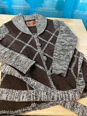 Vintage Kmart Suede N' Knit, Genuine Leather Acrylic Knit Jacket