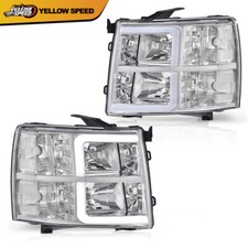 Fit For 2007-2013 Chevy Silverado Led Drl Tube Headlights Chromeclear Fit For 2007-2013 Chevy Silverado Led Drl Tube Headlights Chromeclear