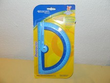 NEW SEALED BLUE ON BLUE WESTCOTT KLEEN EARTH PLASTIC PROTRACTOR RULER MICROBAN