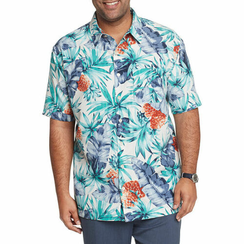 New Men's 3XL Van Heusen Big & Tall All Over Cooling Tropical Button Up  Shirt