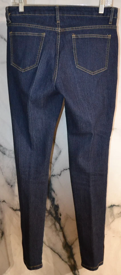 NICKI MINAJ 深蓝色弹力棉混纺牛仔裤 11 12 中腰拉链边锥形 — 第 3/4 张图片