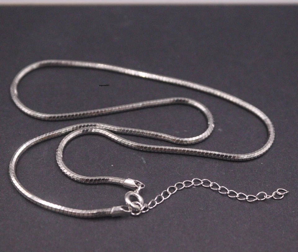 Collar de ajuste de serpiente de 2 mm de cadena de plata esterlina 925 sólida real para mujer 11 g Foto 2 de 4