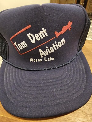 Vintage Tom Dent Aviation Moses Lake Hat Cap Trucker Snapback Rope