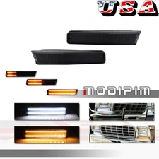 Smoked White Amber LED DRL Turn Signal Lights For 73-79 Ford F-150 Truck, Bronco