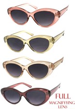 Cat Eye Translucent Frame Full Tinted Lens Not Bifocal Reading Sunglasses