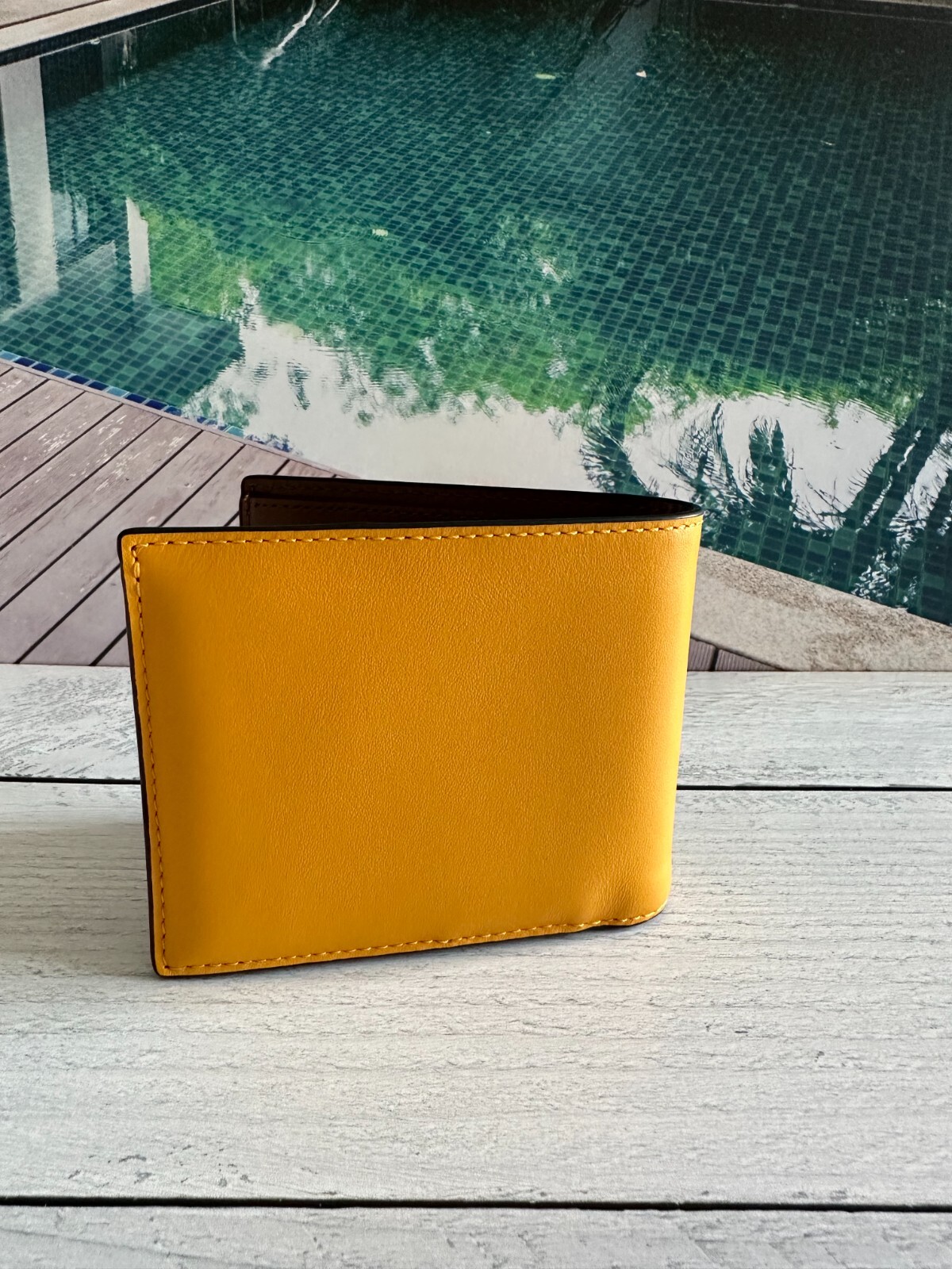 Coach Wallet Mens Yellow Leather 3 In 1 Billfold ID Wallet Signature