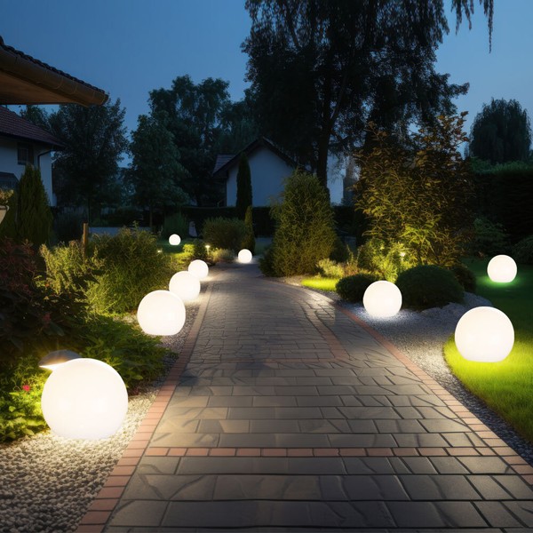 AußEnleuchte Solarlampe Kugelleuchte Led Erdspieß Weiß Garten Hof Wegelampe 9X-image
