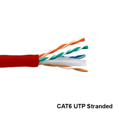 Kentek Red 1000ft UTP Cat6 Stranded Bulk Cable 24AWG PVC Pure Copper Network