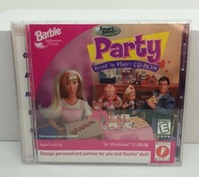 Vintage Mattel 1997 Barbie Party Print 'n Play CD-ROM PC Game - FREE SHIPPING