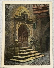 Signed GEISSENDORFER  Rothenburg  Ob Tauber  ETCHING  Aproximately 12 X 9"