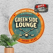 Welcome To The 19th Hole Golf Sign Vintage Sports Bar Wall Decor Metal Plaque