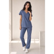 Grey's Anatomy By Barco Signature Scrub Set Women's PL Blue 2 Piece Healthcare