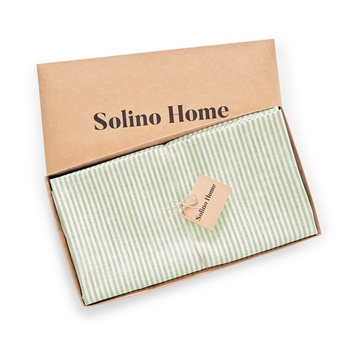 Solino Home Narrow Stripe Linen Round Tablecloth for Fall Kitchen Dining Party - 第 18/30 張圖片