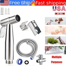 Toilet Shattaf Adapter Hose Bidet Spray Stainless Steel Handheld Shower Head Kit