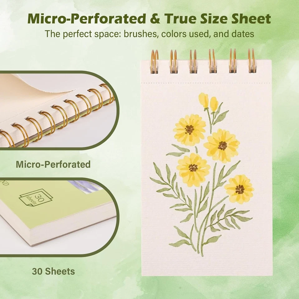 3 件装 Watercolor Paper Pad 3.5”×5.5“(3pack), 海绿  — 第 3/4 张图片