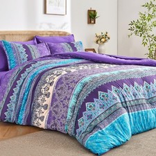 Boho Comforter Set Queen - 7 Pieces Bed in a Bag, Bohemian Striped Comforter ...