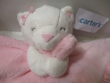 NWT Carters Plush White Sleepy Kitty Cat Kitten Security Blanket Lovey MINT