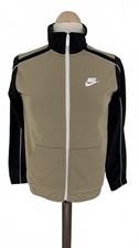 Nike Track Jacket Beige  Black Zip Up Sportswear  Size L  18  Pit to Pit