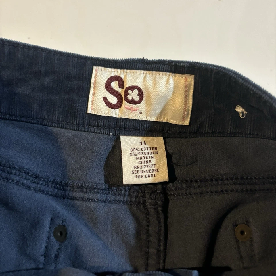 Vintage Y2K Womens Corduroy Shorts 11 Blue Gray Juniors Low Rise Pockets Cotton - Image 2 of 4