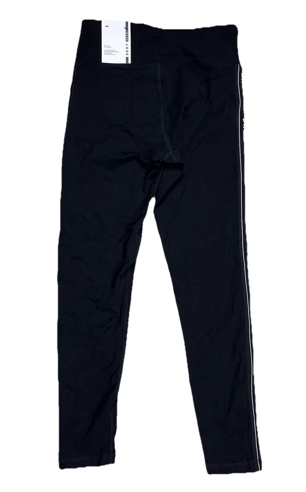 DKNY Sport Women's S High-Waist 7/8 Leggings Logo Striped Tight Black NWT - Image 2 of 4