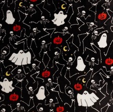 Skeletons  Ghosts Black Soft Plush Throw Blanket 5' x 6 ft - The Big One -New