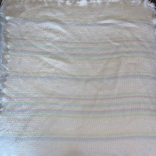 Vtg Babycrest Woven Baby Nursery Blanket Pastels Rainbow Acrylic Fringe Japan