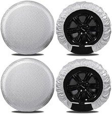 Moonet Tire Covers for RV Wheel 4 Pack Silver Oxford Waterproof Sun Protectors