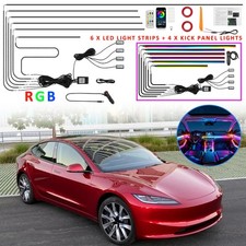 10 In 1 Rgb Led Neon Interior Strip Light Ambient Lights Kits For Tesla 3 X Y S
